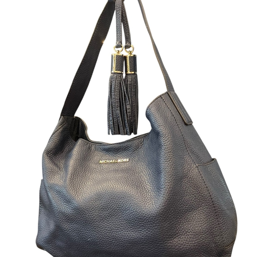 Beautiful Michael Kors Ashbury‎ Leather Slouchy Shoulder Bag Navy Blue Boho Hobo